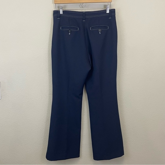 STINE GOYA Midnight‎ Blue Bob Heavy Woven Flare Cropped Dressy Pants Size Medium - Picture 6 of 9